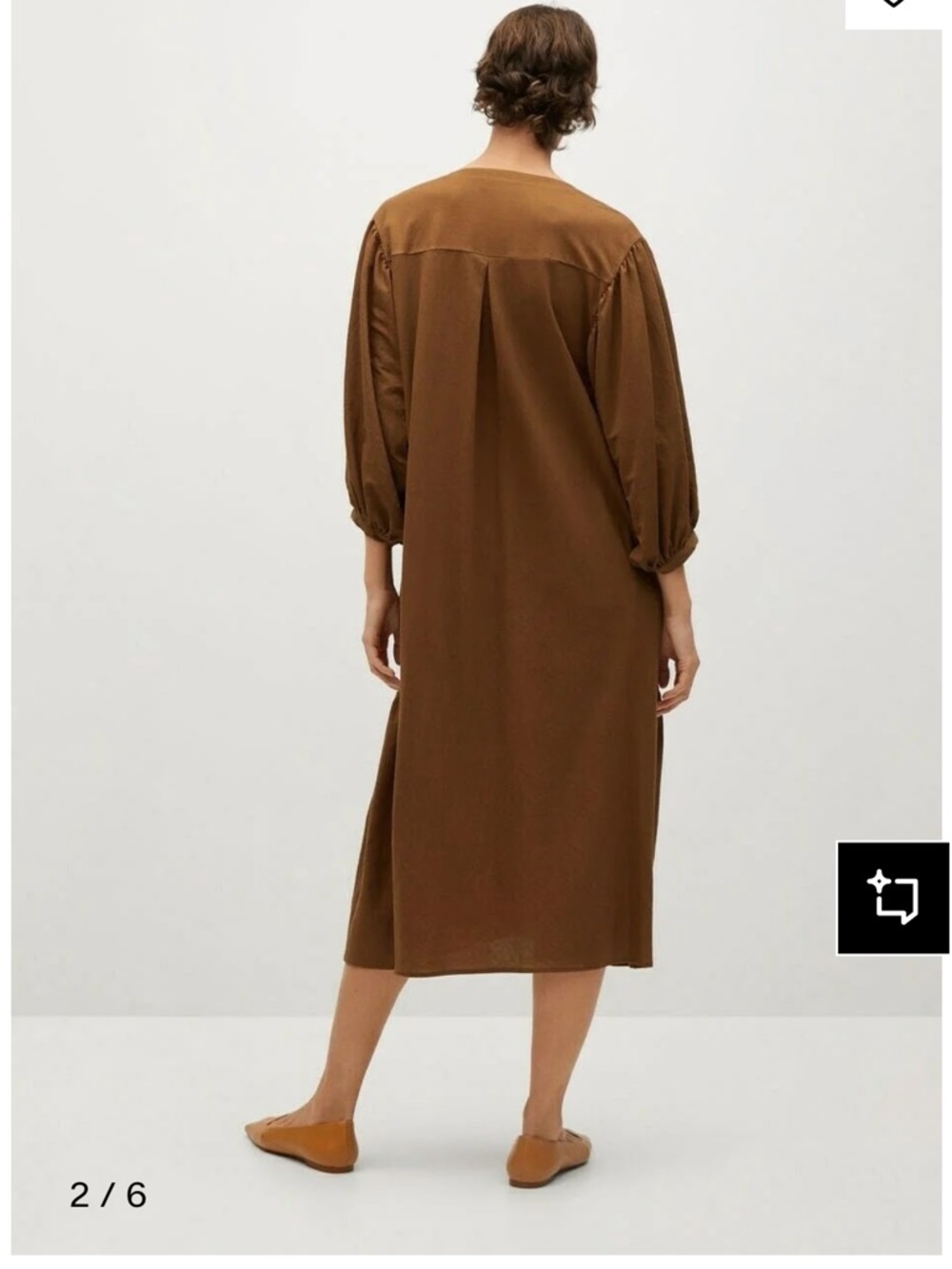 Mango Brown Button-Front Midi Dress - Picture 3 of 6